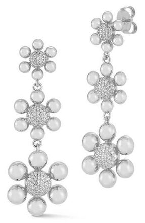 Glaze Jewelry Pav&eacute; Cubic Zirconia Flower Drop Earrings in Silver at Nordstrom Rack