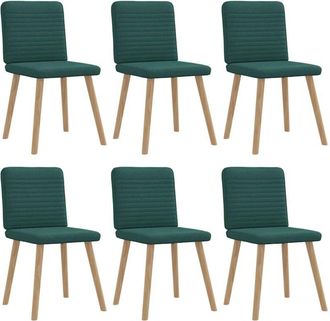 vidaXL Vidaxl - Sillas De Comedor 6 Unidades Tela Verde Oscuro