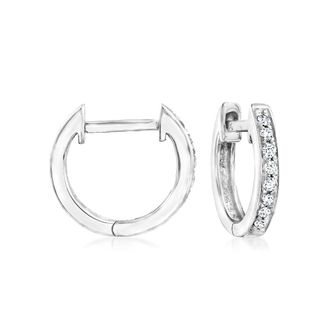 RS Pure by Ross-Simons Diamond Huggie Hoop Earrings in Sterling Silver