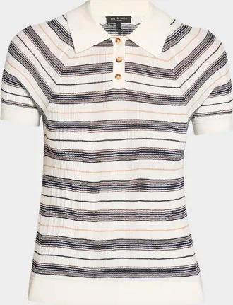 Rag & Bone Teresa Striped Silk-Blend Polo