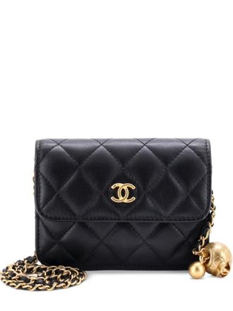 Chanel Pearl Crush Flap Clutch with Chain Quilted Lambskin Mini crossbody bag - Nero
