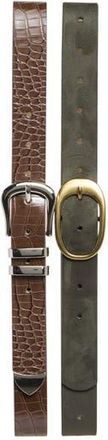Steve Madden Set of 2 Assorted Belts in Dark Olive-Chocolate at Nordstrom Rack, Size X-Large