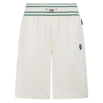 Philipp Plein Casual Shorts, male, White, Size: XL Tracksuit Shorts Jacquard Monogram