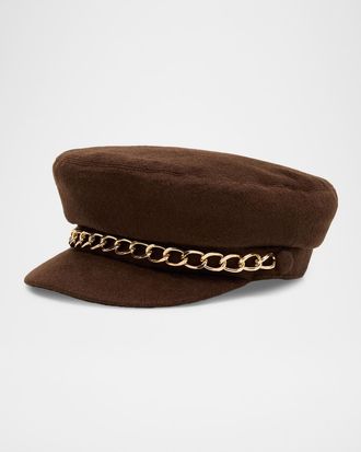 Eugenia Kim Marina Chain-Embellished Newsboy Cap