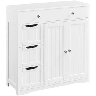 Yaheetech Yaheetech - Mueble De Ba&ntilde;o, Auxiliar De Madera Mdf Armario De Ba&ntilde;ocon Cajones Y Estantes Ajustables Armario De Almacenamiento Para Sala De Estar Blanc