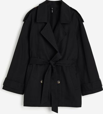 H&M Kurzer Trenchcoat - Schwarz