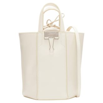 Off-white Off Virgil Abloh allen binder clip leather drawstring tote bag