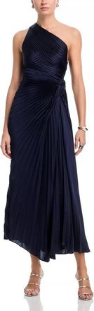 A.L.C. Lara Satin Pleated Midi Dress In Night Blue