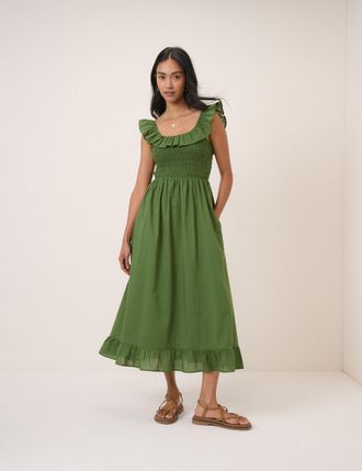 Nobody's Child Green Ruffle Mona Midi Dress