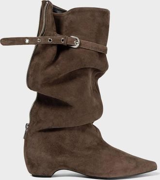 Low Classic Womens Suede Middle Boots In Brown