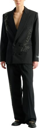 Balmain Wool blazer with Sand Effect Amethyst embroidery in Black at Nordstrom, Size 50