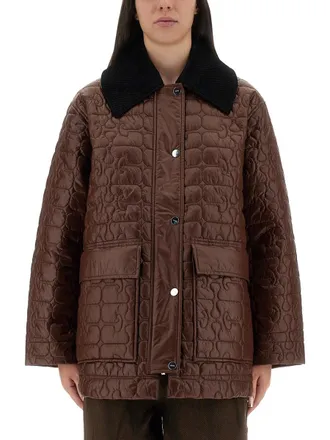 Ganni Quilted Recycled Polyamide Quilted Jacket - Brown