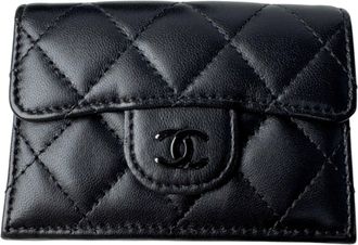 Chanel Black Leather Wallet (Tri-Fold) (Pre-Owned)