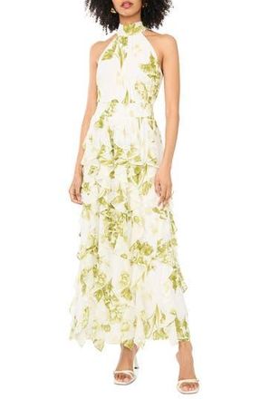1.State Floral Ruffle Maxi Dress in Grasshopper Green at Nordstrom Rack, Size Medium