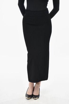 Alaia Knit Sheath Skirt with Perforated Detail Alaia