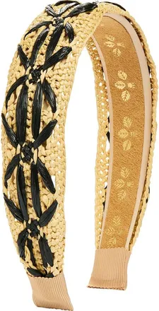L. Erickson Vesper Straw Headband in Tan/black at Nordstrom