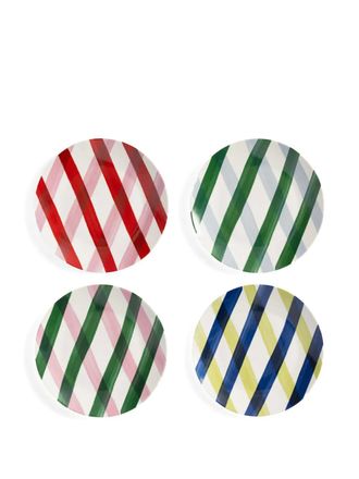 &k Amsterdam Bliss diagonal-stripe plates (set of four) - unisex - Porcelain - One Size - Neutrals