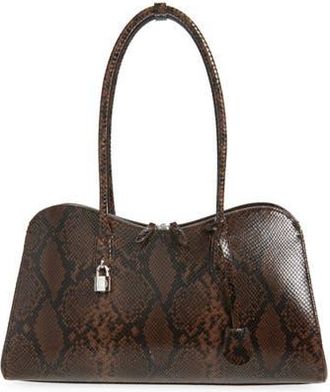 Stella McCartney Ryder Snakeskin Embossed Faux Leather Tote in Espresso at Nordstrom Rack
