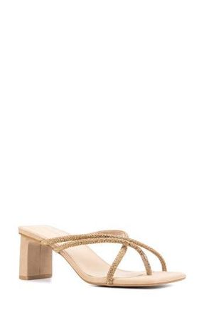 Fashion To Figure Nikita Pav&eacute; Crystal Slide Sandal - Wide Width in Nude at Nordstrom Rack, Size 8
