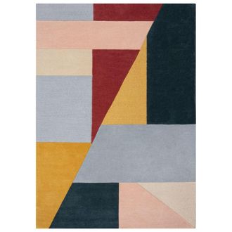Flair Rugs Alfombra de lana azul, verde, amarillo, rojo y beige 200x290cm