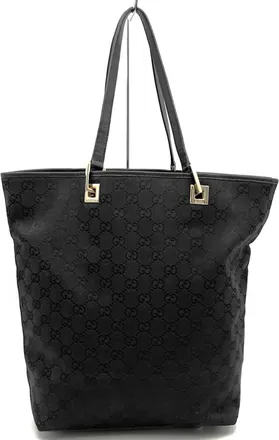 Gucci Black Gg Canvas Handbag Shoulder Bag Tote Bag (Pre-Owned)