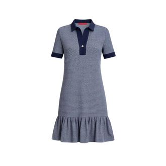 Carolina Herrera Short Dresses, female, Blue, Size: XS Vestido Caroluna de punto jacquard con estampado geom&eacute;trico