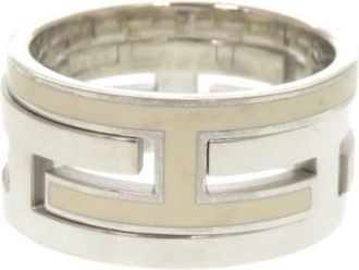 Herm&egrave;s Silver Ivory Silver 925 Band Ring (Pre-Owned)