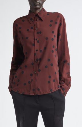 Proenza Schouler Paz Dot Print Button-Up Shirt in Espresso Multi at Nordstrom, Size 12