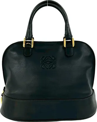 Loewe Black Leather Boston Bag Handbag Tote Bag (Pre-Owned)