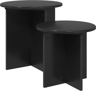 vidaXL Conjunto De Mesas Auxiliares 2 Uds. Roble Negro &Oslash; 45 X 45 Cm Vidaxl