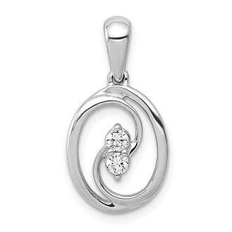 Diamond2Deal 14k White Gold Polished 1/8 carat Diamond Oval Pendant