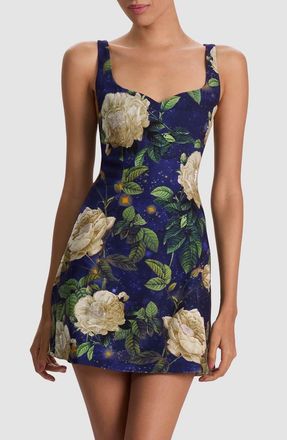 Alice & Olivia Eve Floral Beaded Cocktail Dress in Twilight Eden at Nordstrom Rack, Size 12