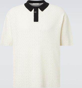 Commas Crochet cotton-blend polo shirt