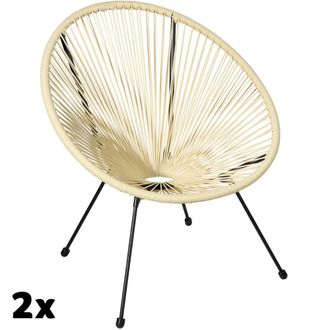 TecTake 2 sillas de jard&iacute;n dise&ntilde;o retro, estilo acapulco 70,5x69x78 cm beige