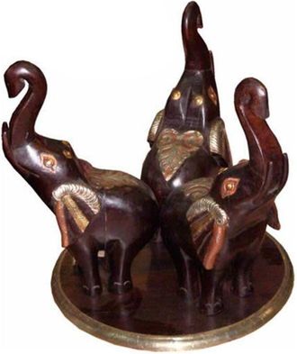 Wurko Wurko - Pie Mesa 3 Elefantes Madera 50x50cm Avb19, Mesa Tres Elefantes 50x50 Cm. Avb19fabricado En Madera Decoradamedidas: 50x50x50 Cm.peso: 9,2 Kgs