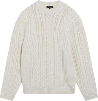 Loro Piana Pullover met kabelpatroon en ronde hals - Heren - Ronde hals truien - Beige - L - Kasjmier - Truien & Vesten