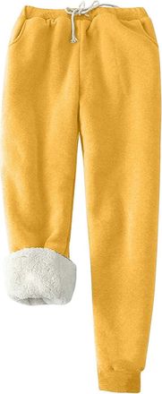 Generic Trousers for Women UK Fleece Joggers for Women UK Fluffy Sherpa Lined Thermal Sweatpants Elastic Waisted Jogging Pants Winter Thick Warm Tracksuit Bot