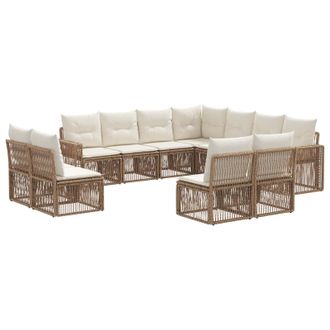 vidaXL Conjunto De Sof&aacute;s De Jard&iacute;n 11 Pcs Beige Y Blanco Crema Vidaxl