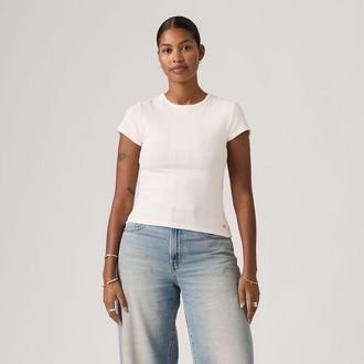 Levi's T-shirt ronde hals korte pointelle mouwen