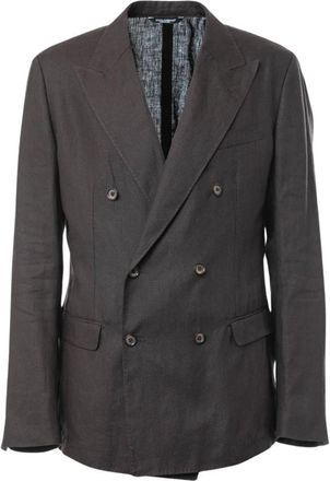 Dolce & Gabbana Taormina Double-breasted Jacket - Heren - Business blazers - Bruin - L - Leer - Kostuums