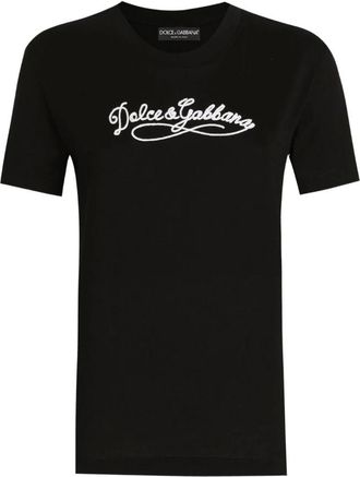 Dolce & Gabbana Camiseta con logo bordado - Tops - Mujer - Negro - M