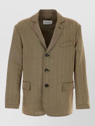 Ferragamo linen blend blazer tailored notch lapel