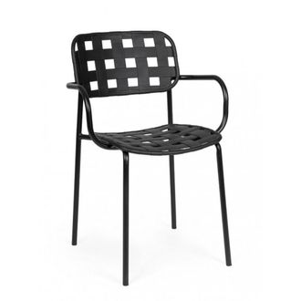 Konte Design Lote de 4 sillas de polipropileno negro y estructura de acero