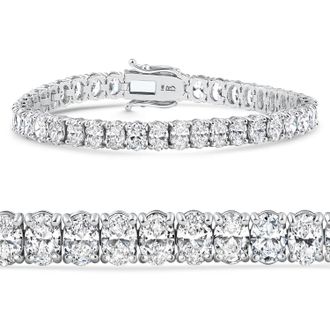 Pompeii3 7 - 21Ct TW Oval Diamond Tennis Bracelet 14k Gold 7 Lab Grown