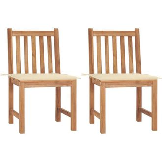 vidaXL Sillas De Jard&iacute;n 2 Unidades Madera Maciza De Teca Con Cojines Vidaxl