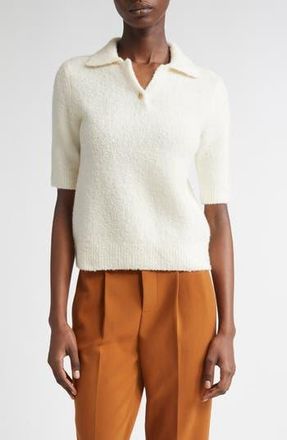 Vince Boucl&eacute; Short Sleeve Polo Sweater in Off White at Nordstrom Rack, Size Xx-Small