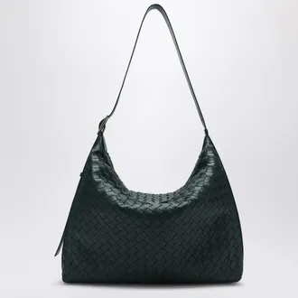 Bottega Veneta Traveler hobo bag in intrecciato deer leather green