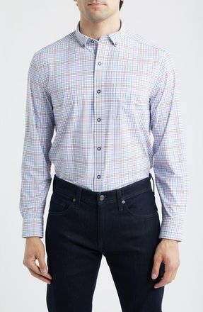 Johnston & Murphy XC Motion Performance Knit Button-Up Shirt in Multi Plaid at Nordstrom, Size Xxx-Large