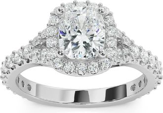 Pompeii3 2Ct Cushion Halo Lab Grown Diamond Engagement Ring in 14k Gold