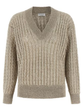 Brunello Cucinelli Beige Micro Sequin Sweater